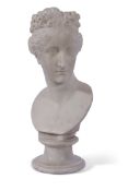 After Antonio Canova, Carrara white marble bust on socle of Pauline Bonaparte, Princess Borghese,