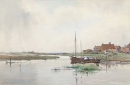 William Kay Blacklock (British, 1872-1922), 'On the River Blyth'. Watercolour laid on card,