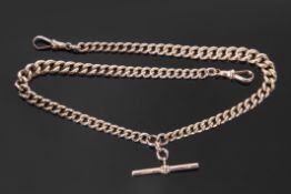 9ct gold double Albert pocket watch chain, graduated links with each link individually marked,