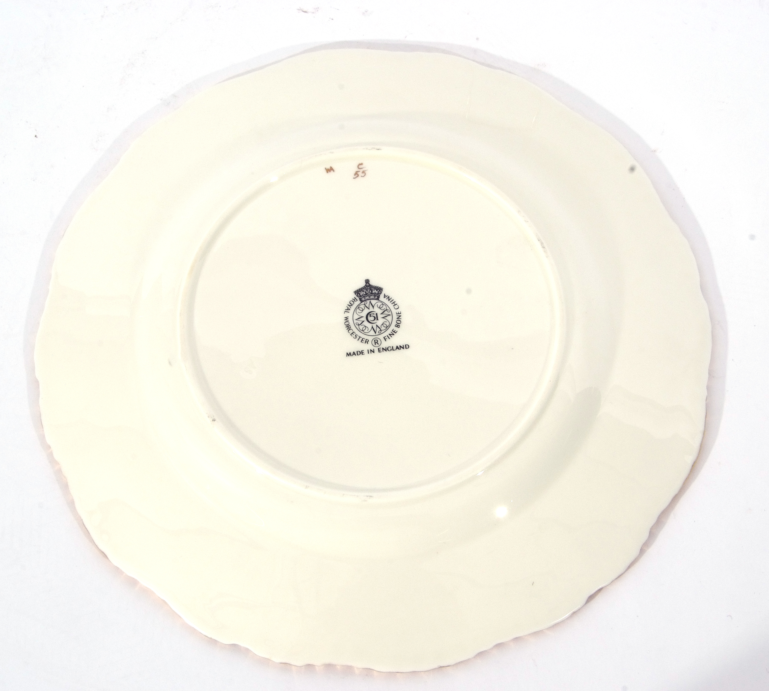 Royal Worcester plate painted with fruit, signed T Nutt, within a gilt shaped rim, Worcester black - Image 2 of 2