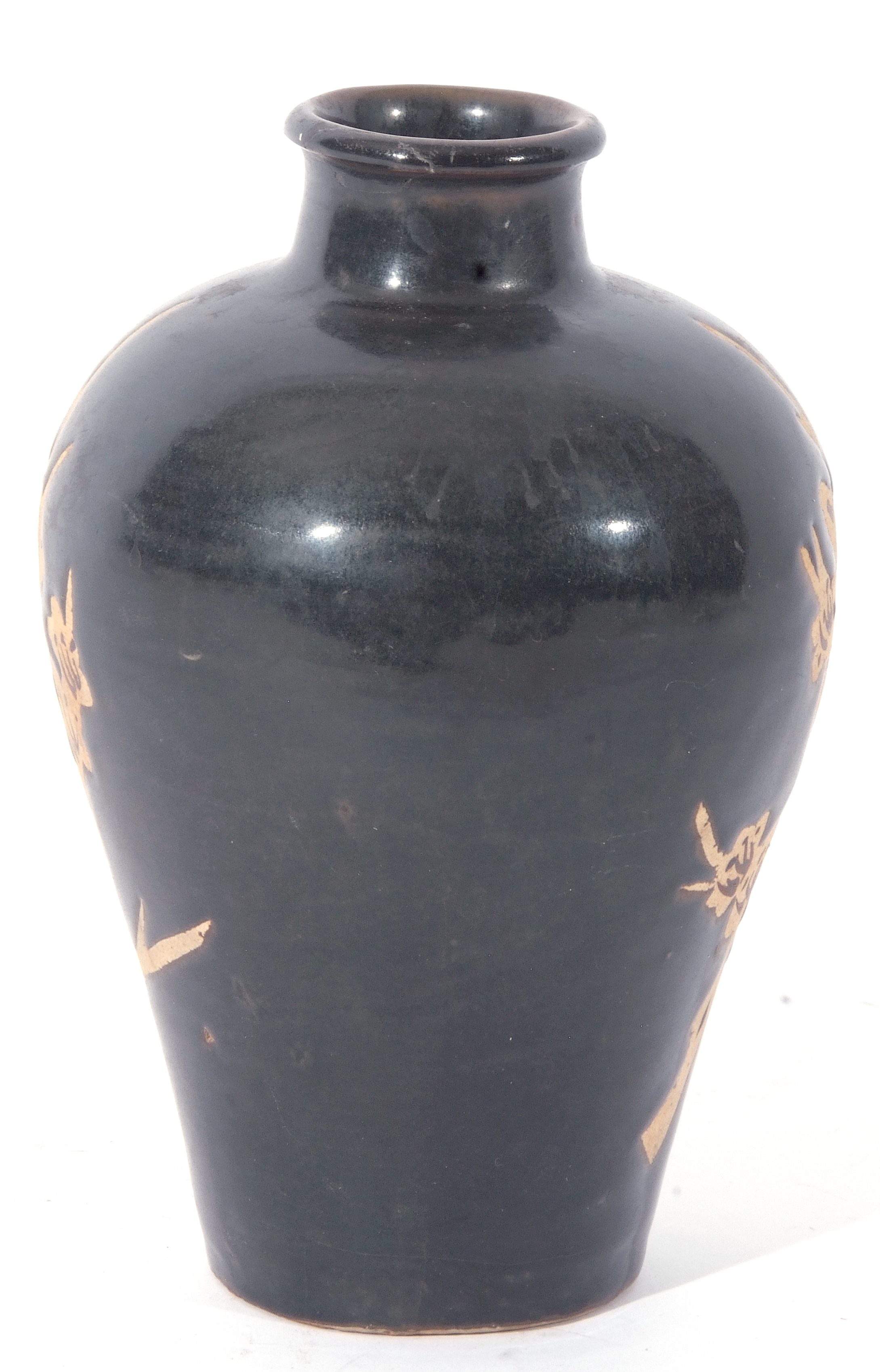 Chinese pottery Jizhou ware plum blossom vase with resist decoration of plum blossom on a black - Image 3 of 4