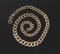 9ct gold graduated curb link chain, 17cm when fastened, g/w 31.6gms