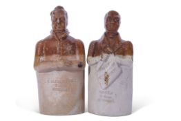 Doulton & Watts Lord Grey Reform flask impressed "The true of spirit of reform" with factory mark