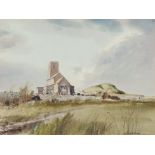 Leslie L H Moore (British, 1907-1997), All Saints, Beeston Regis. Watercolour on paper, signed. 27 x