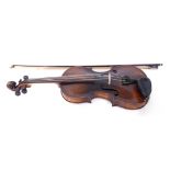 Antique Violin, cased with bow, inside dated 1791