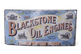 A single-sided Enamel Advertising Sign, “The BLACKSTONES OIL ENGINES AGENTS"