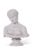 19th century Parian bust of Clyte, probably Copeland after C Delpech, 30cm high