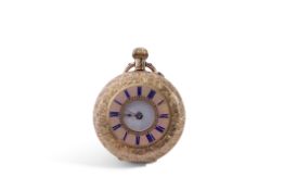 Last quarter of 19th/first quarter of 20th century Continental 18K gold cased half hunter fob watch,