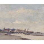 Ian Houston (British, 1934-2021), 'Maldon in Winter, Essex'. Oil on canvas, signed, 21.5 x 26cm