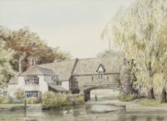 Roy Haydon (British, fl.1986-1999) 'Pulls Ferry, Norwich'. Watercolour on paper, signed and