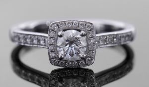 Diamond ring featuring a round brilliant cut diamond, 0.60ct, colour grade E, clarity S/I,