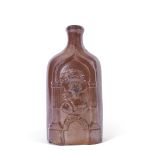 Large salt glaze flask, possibly Brampton, moulded with portrait of Queen Victoria and Duchess of