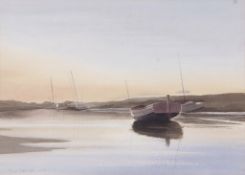 Tony Garner (British, b.1944), 'Burnham Sunset'. Watercolour on paper, signed 1987. 26 x 37cm