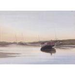 Tony Garner (British, b.1944), 'Burnham Sunset'. Watercolour on paper, signed 1987. 26 x 37cm