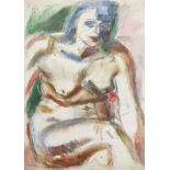 George Hooper (British, 1910-1994), Seated Nude, possibly of Joyce Hooper, the artist's wife. Ink