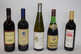 5 various bottles of Wine: one each of 2010 Sangiovese di Romagna, 2002 Valpolicella Villa Silvia,