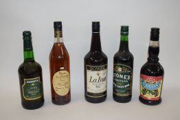 Mixed Lot: 100cl La Ina sherry, one bottle Harvey's Luncheon Pale Dry Sherry, bottle Stones Original