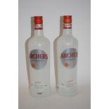 Two 70cl bottles of Archers Peach Schnapps