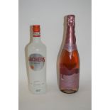 One 70cl bottle of Archers Schnapps, together with 75cl bottle of Vall de Juy Cava Rosado