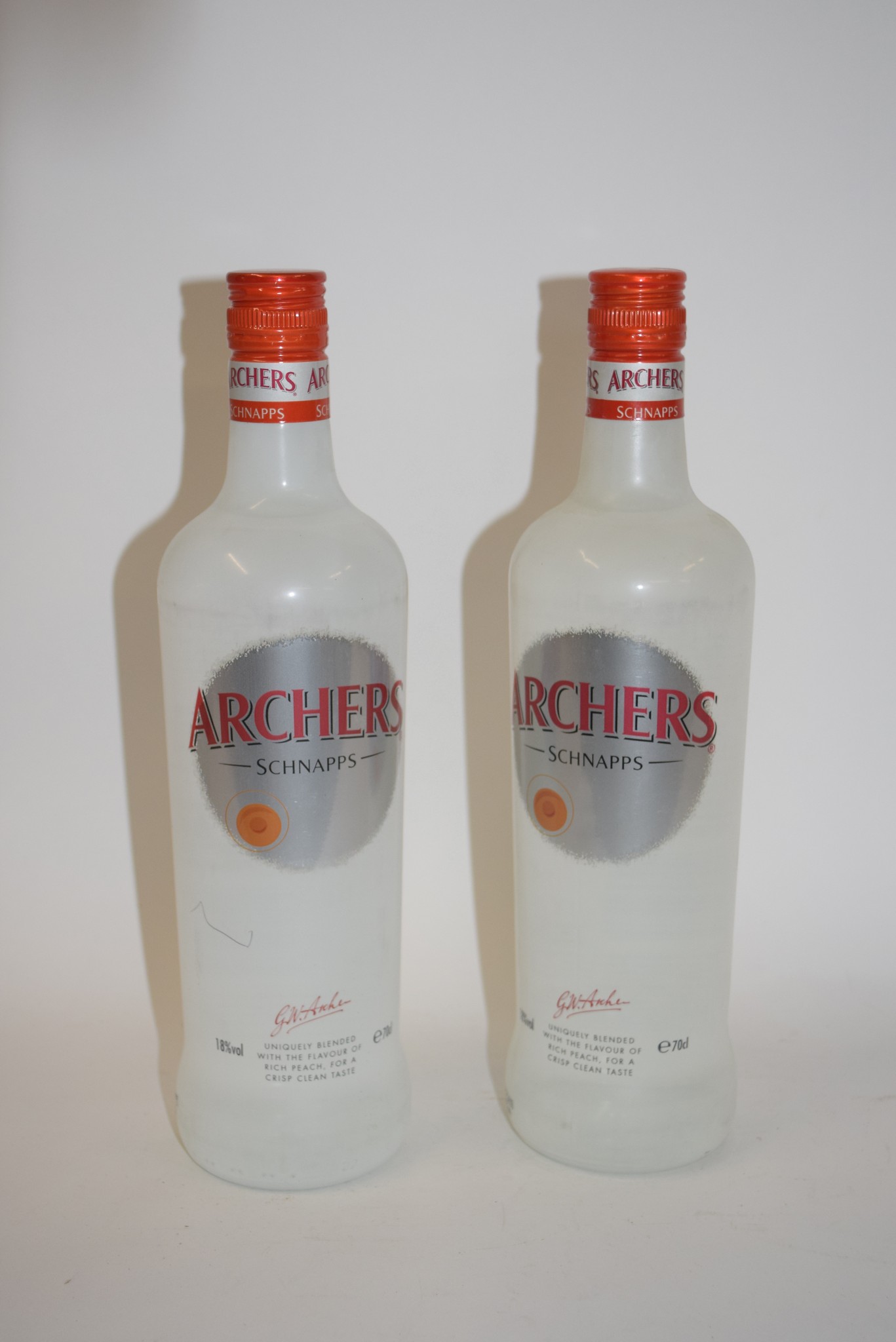 Two 70cl bottles of Archers Peach Schnapps