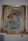 PAIR OF OILS IN GILT FRAMES OF STILL LIFE, PAINTED BY RUBY HUNT, SIGNED LOWER LEFT