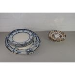 COLLECTION OF CHINA WARES, SOME IMARI PATTERN PLATES AND BLUE AND WHITE SERVING DISHES