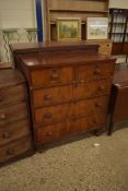 VICTORIAN MAHOGANY CHEST OF TWO SHORT OVER THREE LONG DRAWERS WITH TURNED KNOB HANDLES, 93CM WIDE