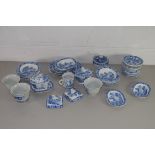 QTY OF 19TH CENTURY MINIATURE BLUE AND WHITE CHINA, SOME IMPRESSED HACKWOOD