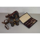 PAIR OF OPERA GLASSES IN ORIGINAL BOX AND BOXED TECHNICAL DRAWING SET