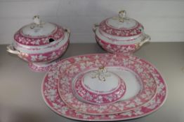 19TH CENTURY NEW STONE PART DINNER SERVICE COMPRISING TWO LARGE TUREENS AND COVERS, TWO LARGE
