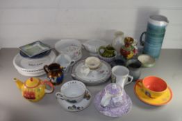 CHINA WARES, SOME POOLE POTTERY AND A CLOISONNE VASE ETC