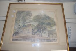 WATERCOLOUR OF A HOUSE AND LAKE SCENE, POSSIBLY BY JOHN THURTLE, 1777-1839