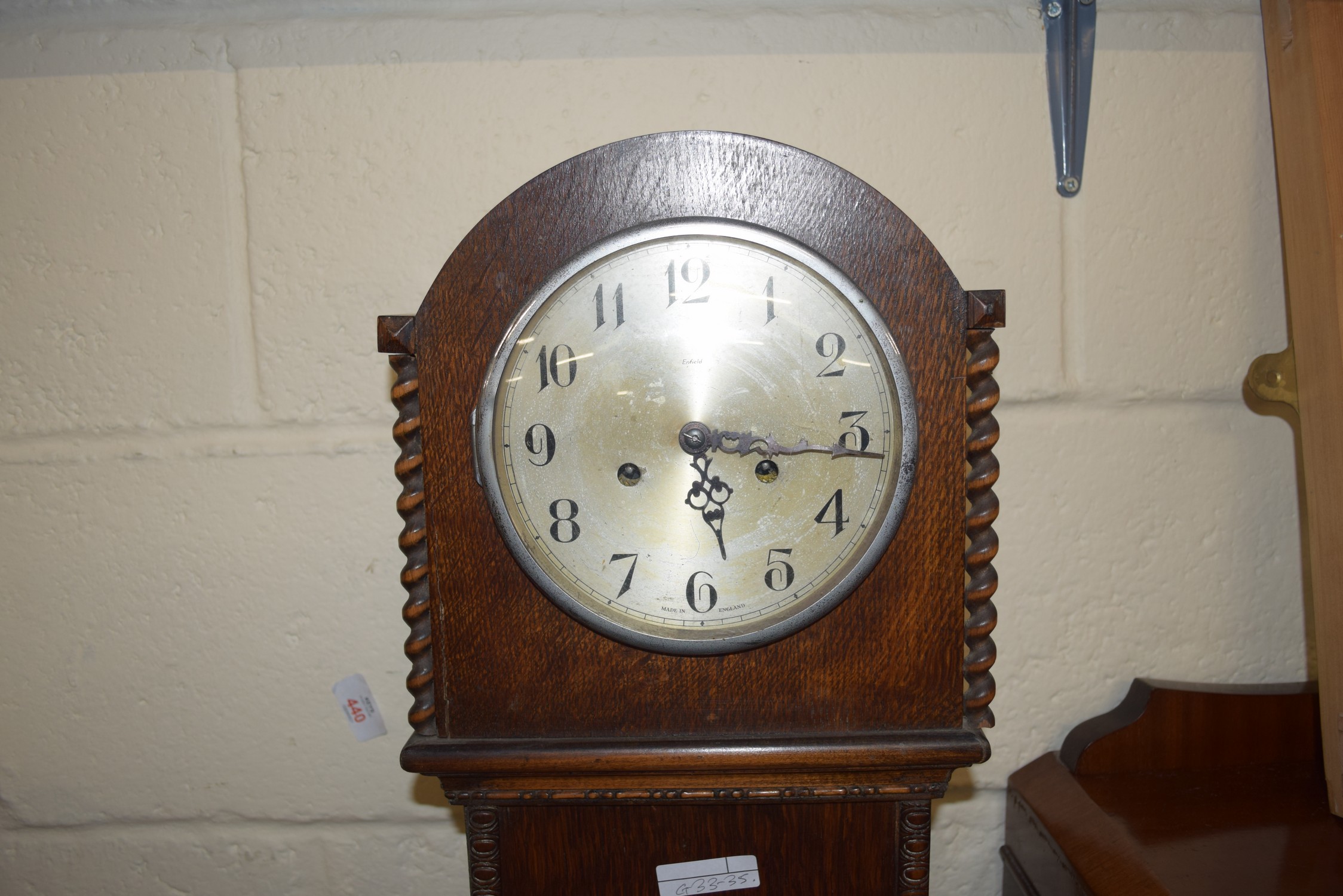 EARLY 20TH CENTURY ENFIELD OAK CASED GRANDMOTHER CLOCK, 154CM HIGH - Image 2 of 2