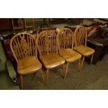 SET OF MODERN LIGHT WOOD WHEEL BACK CHAIRS