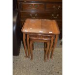 NEST OF THREE MAHOGANY OCCASIONAL TABLES, LARGEST 48CM WIDE