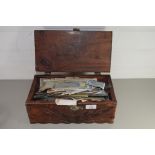 CARVED WOODEN BOX CONTAINING FOREIGN BANK NOTES