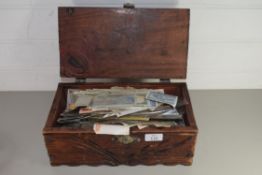 CARVED WOODEN BOX CONTAINING FOREIGN BANK NOTES