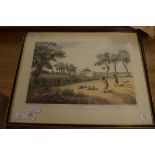 TWO FRAMED COLOURED PRINTS, DUCK SHOOTING AND PARTRIDGE SHOOTING, 57CM WIDE