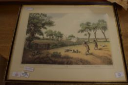 TWO FRAMED COLOURED PRINTS, DUCK SHOOTING AND PARTRIDGE SHOOTING, 57CM WIDE