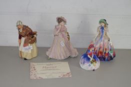 GROUP OF CERAMIC FIGURES, ROYAL DOULTON FIGURE OF GRANDMA, MONICA AND EASTER DAY, AND A WEDGWOOD