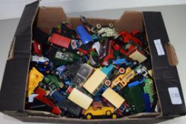 BOX CONTAINING DINKY TOYS AND LLEDO IN PLAY WORN CONDITION