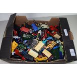 BOX CONTAINING DINKY TOYS AND LLEDO IN PLAY WORN CONDITION