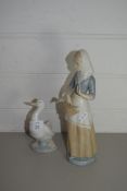 LLADRO MODEL OF A DUCK AND SMALL GIRL