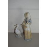 LLADRO MODEL OF A DUCK AND SMALL GIRL