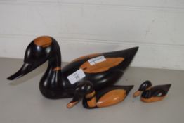 SET OF WOODEN MODEL DUCKS