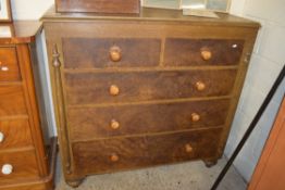 VICTORIAN SCUMBLED PINE CHEST OF DRAWERS WITH TWO SHORT AND THREE LONG DRAWERS WITH TURNED KNOB