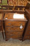 REPRODUCTION WALNUT VENEERED FOUR DRAWER CHEST OF SMALL PROPORTIONS