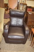 MODERN BROWN LEATHER RECLINER CHAIR, 73CM WIDE