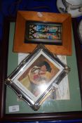 SILVER METAL PHOTO FRAME AND SOME PRINTS