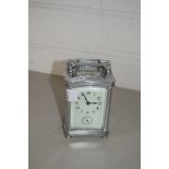 CARRIAGE CLOCK WITH SILVER METAL MOUNTS